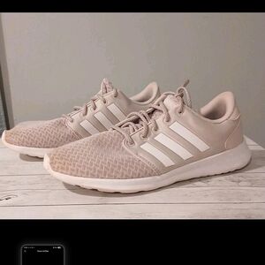 Adidas Women's Light Pink and White Sneakers